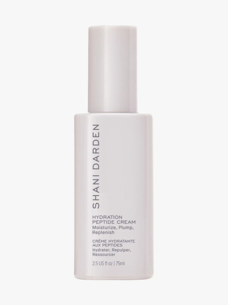Shani Darden Hydration Peptide Cream rectangular gray bottle on light gray background