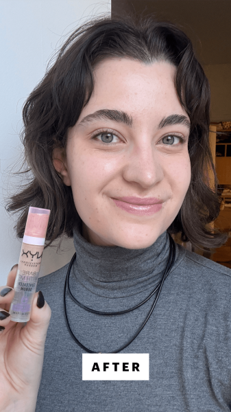 Felbin after applying the Nyx Professional Makeup Bare With Me Concealer Serum