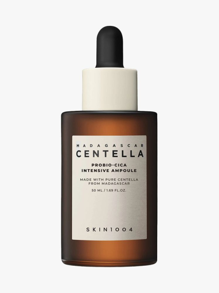Skin1004 Madagascar Centella Probio-Cica Intensive Ampoule brown serum dropper bottle with beige label on light gray background